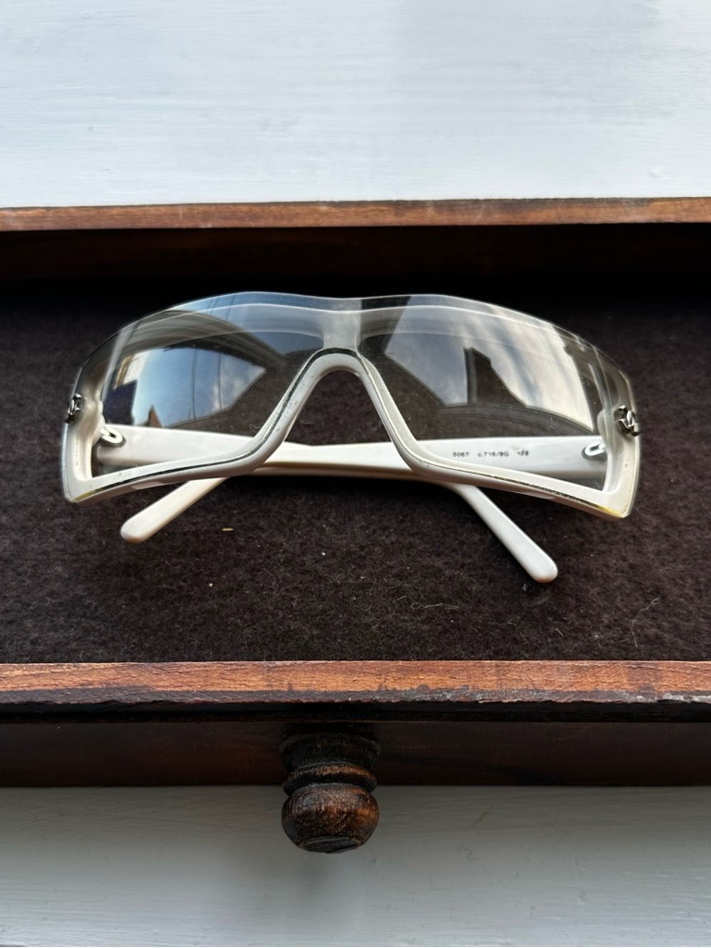 Vintage Chanel 5067 Grey Gradient Sunglasses in White Frame - Circa early 2000s